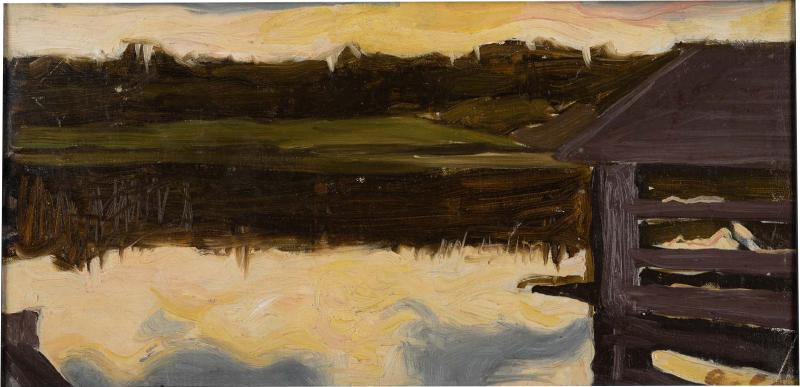 Alvar Cawenin rantamaisemaa esittävä maalaus Maisema Korpilahdelta vuodelta 1908